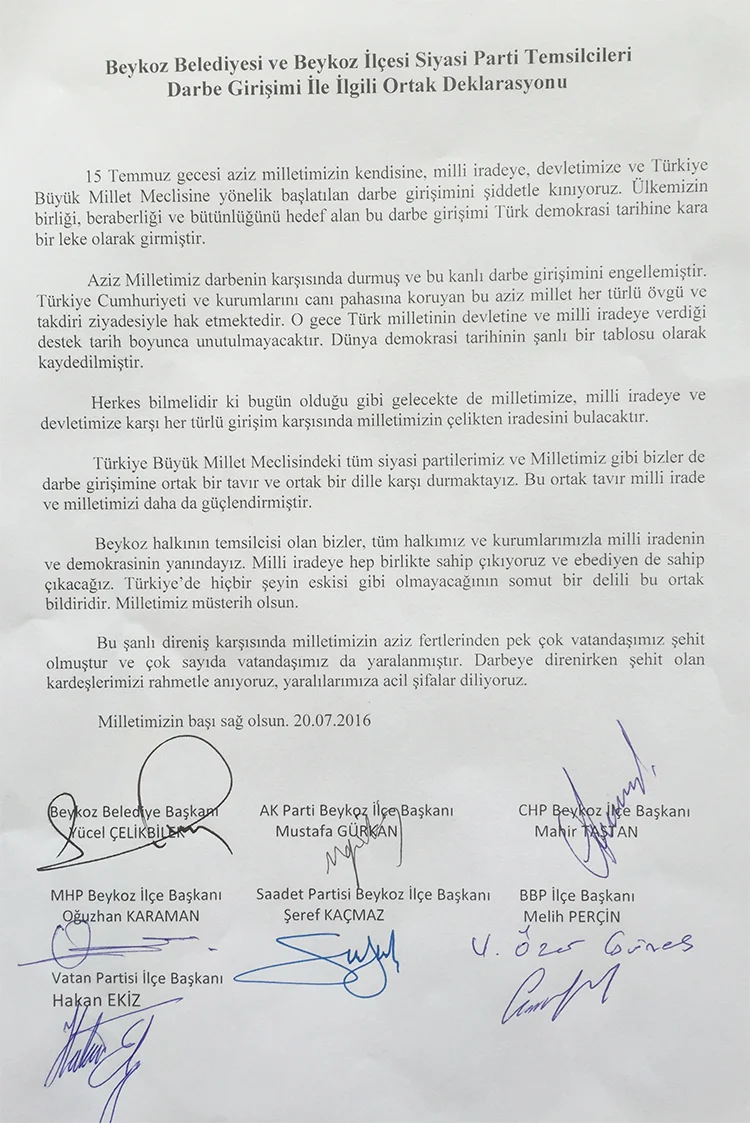 Beykoz darbeye karşı kenetlendi... Başkanlardan deklarasyon 9