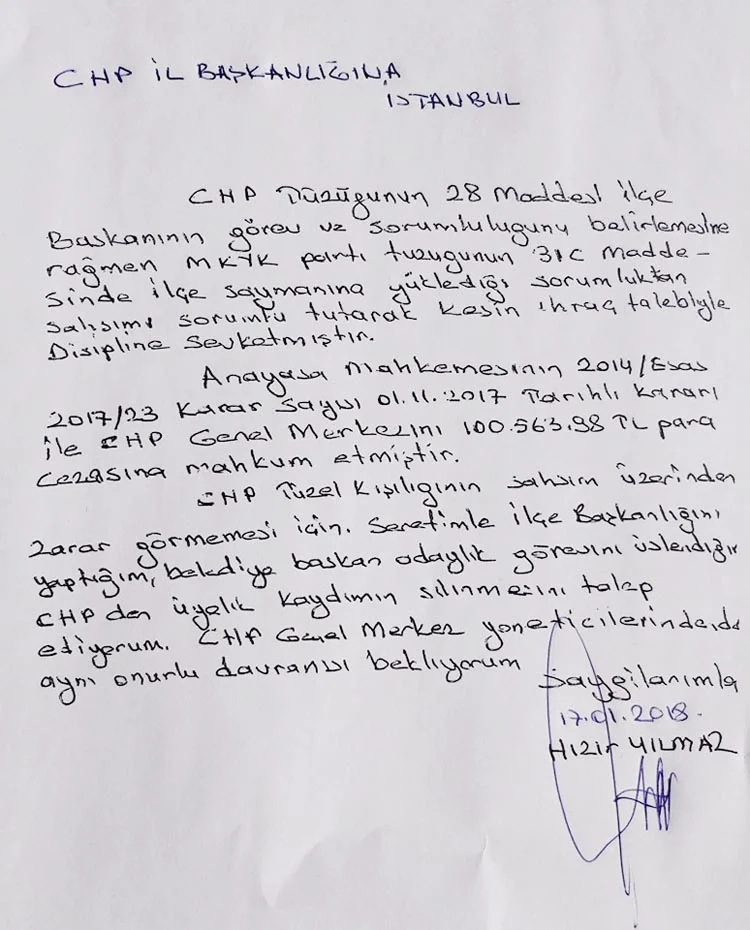 Hızır Yılmaz CHP’den istifa etmek zorunda kaldı 1 evrak MSWAYQCmQC