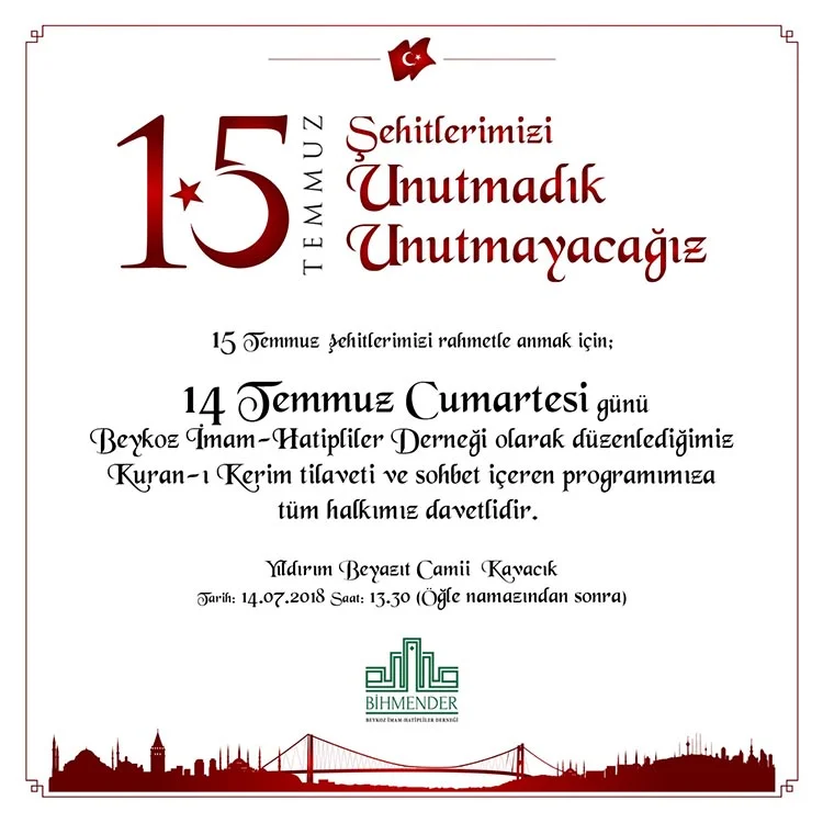 Beykoz'da 15 Temmuz Şehitleri için Kuran ziyafeti 1