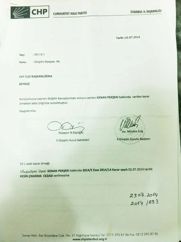 Kenan Pekşen CHP'den ihraç edildi... Vs. Vs. 5