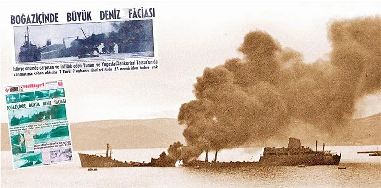 Beykoz açıklarındaki en büyük gemi yangını 1