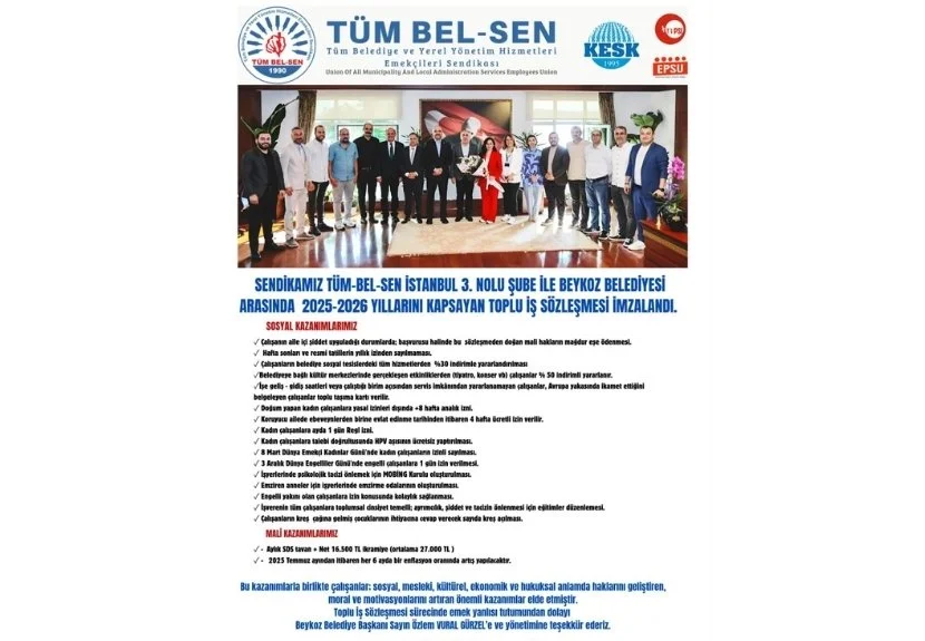 Beykoz Belediyesinde TİS 14 ay sonra imzalandı 1 tis03062 W4Jck OyBQ